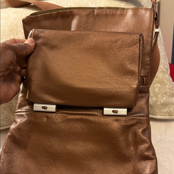 Mandarina Duck Brown Messenger Leather Crossbody Bag - Picture 5 of 16